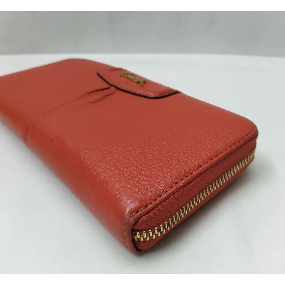 Coach Ashley Red Leather Zip Around Credit Card Wallet
